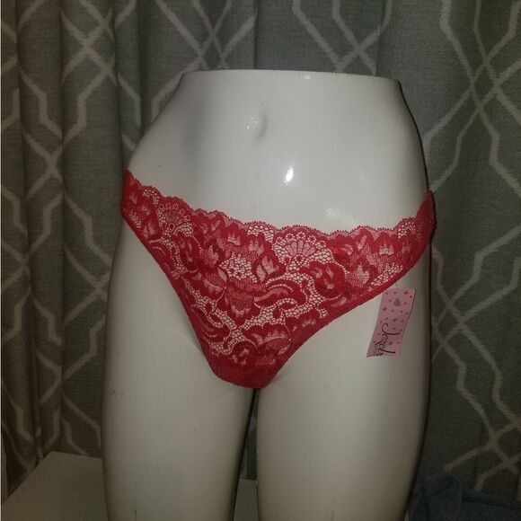 Vintage string thong panties Red lace nwt Medium - Picture 1 of 8
